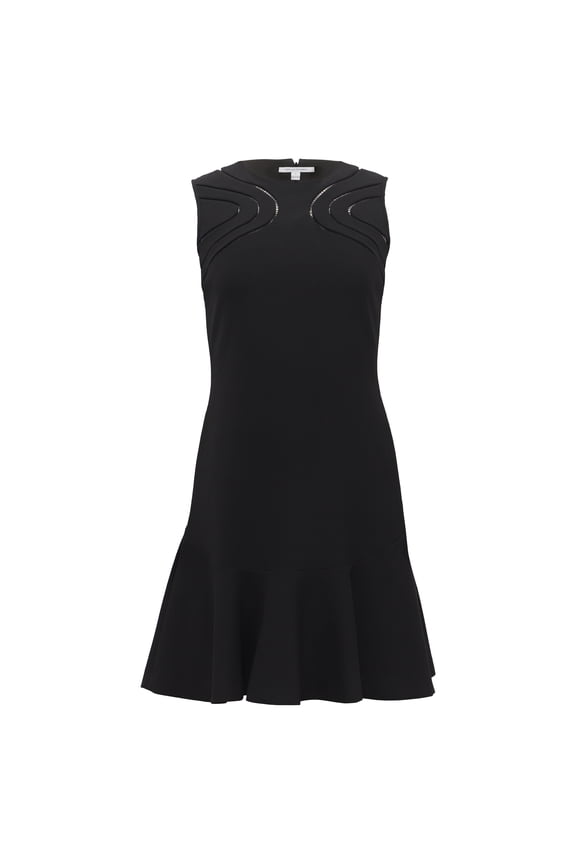 Pre-Owned Diane Von Furstenberg Maureen Mini Drop-Waist Dress in Black Polyester
