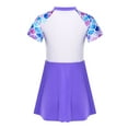 thumbnail image 2 of Zaldita Kids Girls Mock Neck Short Sleeve Swim Dress Summer Beach Bathing Suit Holiday Beach Wear Light Purple 12, 2 of 6