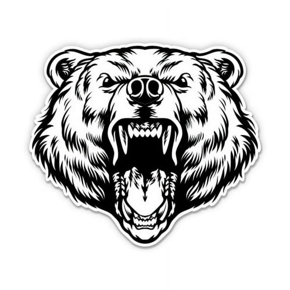 Bear Roaring - 3" Vinyl Sticker - For Car Laptop Water Bottle Phone - Waterproof Decal