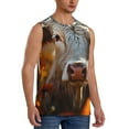 thumbnail image 2 of Yiaed Sunflower Cow In Flower Field Print Men's Singlet Vests Summer Running Muscle Tank Tops Gym Undershirt Round Neck Sleeveless for man, 2 of 5