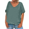 thumbnail image 1 of Timegard Womens Tops V Neck Short Sleeve Loose Blouse Summer Solid Color Casual Comfy Tops Basic Tee, 1 of 5