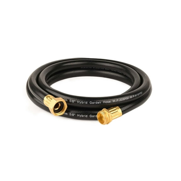 FangFarm Hybrid Garden Hose 15FT - 5/8" Heavy Duty Flexible Rubber Hose with GHT Brass Fittings - UV-Resistant Leak-proof Ideal for Lawn & Outdoor Use
