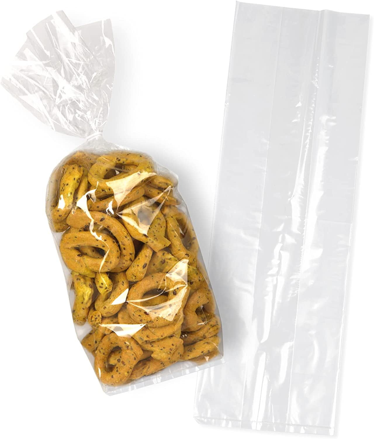 APQ Clear Goodie Bags with Gusseted Sides 5 x 3 x 15 Inch. Pack of 100