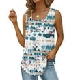 thumbnail image 2 of Pimfylm Summer Tank Tops for Women Loose Fit Pleated Tunics Scoop Neck Sleeveless Tops Curved Hem Flowy(Dark Blue,S), 2 of 6