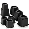 thumbnail image 6 of HOLDN' STORAGE Adjustable Height Furniture Risers, Plastic Black, 5.20" x 5.20" x 8.00", 4 Pack, 6 of 8