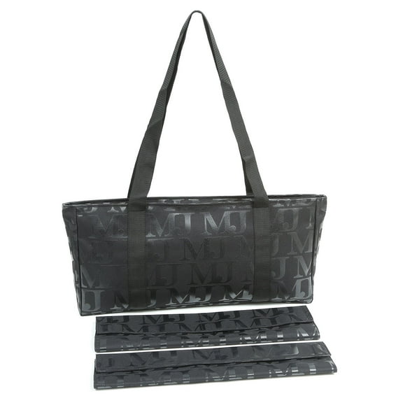 Mah Jongg Direct Black with Black MJ Designer Logo Soft Replacement Case, includes two matching wraps and a bonus bag, (Replacement Soft Case Only - tiles, trays, racks and pushers not included)