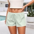 thumbnail image 2 of PIMSSY Women Shorts Casual Striped Drawstring Shorts High Waist Comfortable Summer Beach Shorts With Pockets For Outdoor Activities Trendy Solid Color Bottoms, 2 of 6