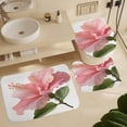 thumbnail image 6 of Pink Hibiscus Shower Curtain 4 Piece Set with Rugs Include Waterproof Shower Curtain Non-Slip Rug Toilet Lid Cover Bath Mat Summer Tropical Waterproof Personality Pattern Bath Curtain, 6 of 8