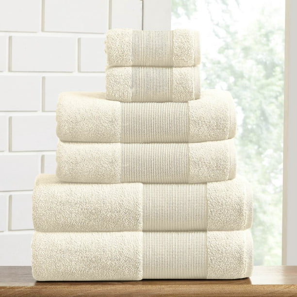 Amrapur Overseas Aircloud 100% Cotton 6 Piece Luxury Towel Set, Ivory