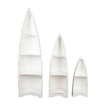 Sunset Trading Cottage 3-Piece Coastal Wood Boat Shelves in Distressed White