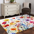 thumbnail image 4 of Rectangle Area Rug 3x5ft,Colorful Summer Flowers Washable Carpet Non-Slip Runner Accent Rugs Indoor Floor Mat for Bedroom Living Room Decor,Rustic Watercolor Wildflowers Plant, 4 of 9