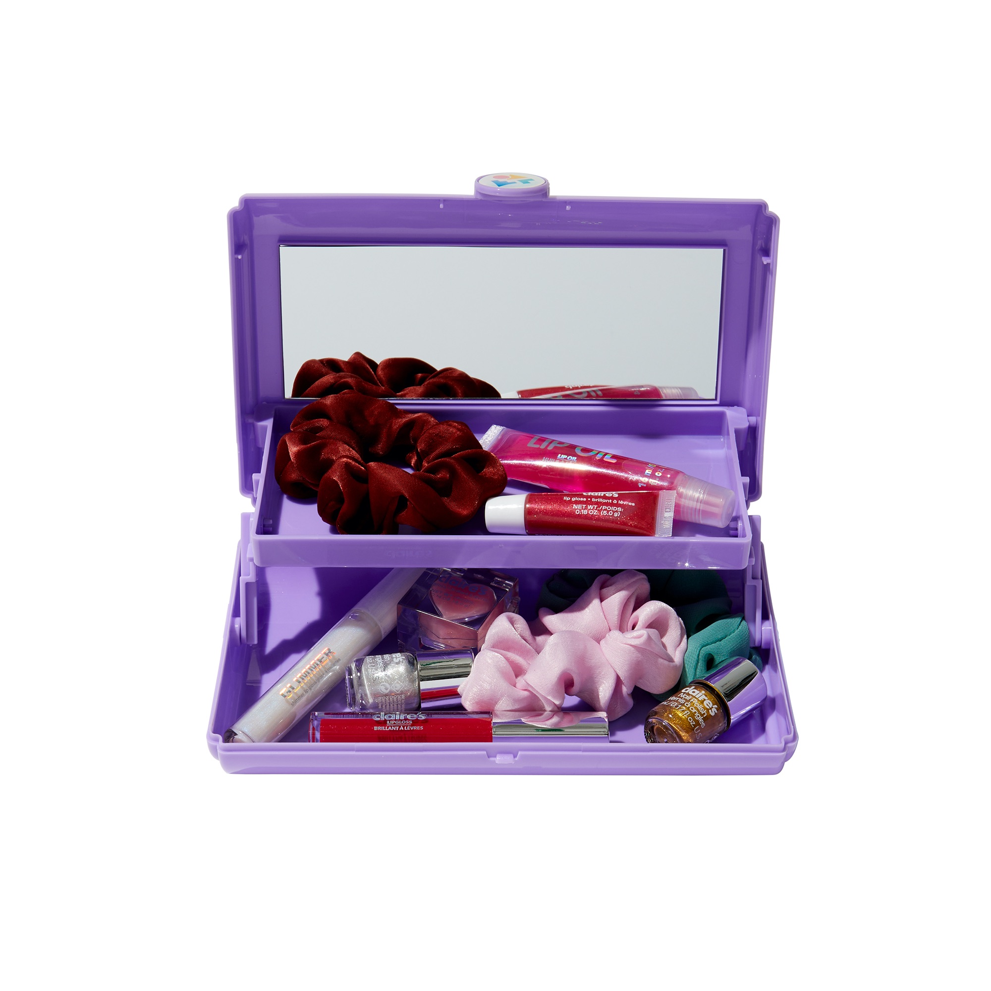Caboodles Travel Case, Built-In Mirror Purple with Retro Peace