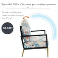 thumbnail image 4 of Floral Accent Chair, Velvet Lounge Arm Chair with Solid Wood Frame, Upholstered Living Room Chairs with Metal Legs for Reading Chair for Balcony, Living Room and Bedroom, Blue, 4 of 10