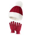 thumbnail image 2 of Gorro de punto con bola de lana para niños, guantes de Navidad, dos juegos de gorro de lana cálido, otoño e invierno, color sólido, 2 of 3
