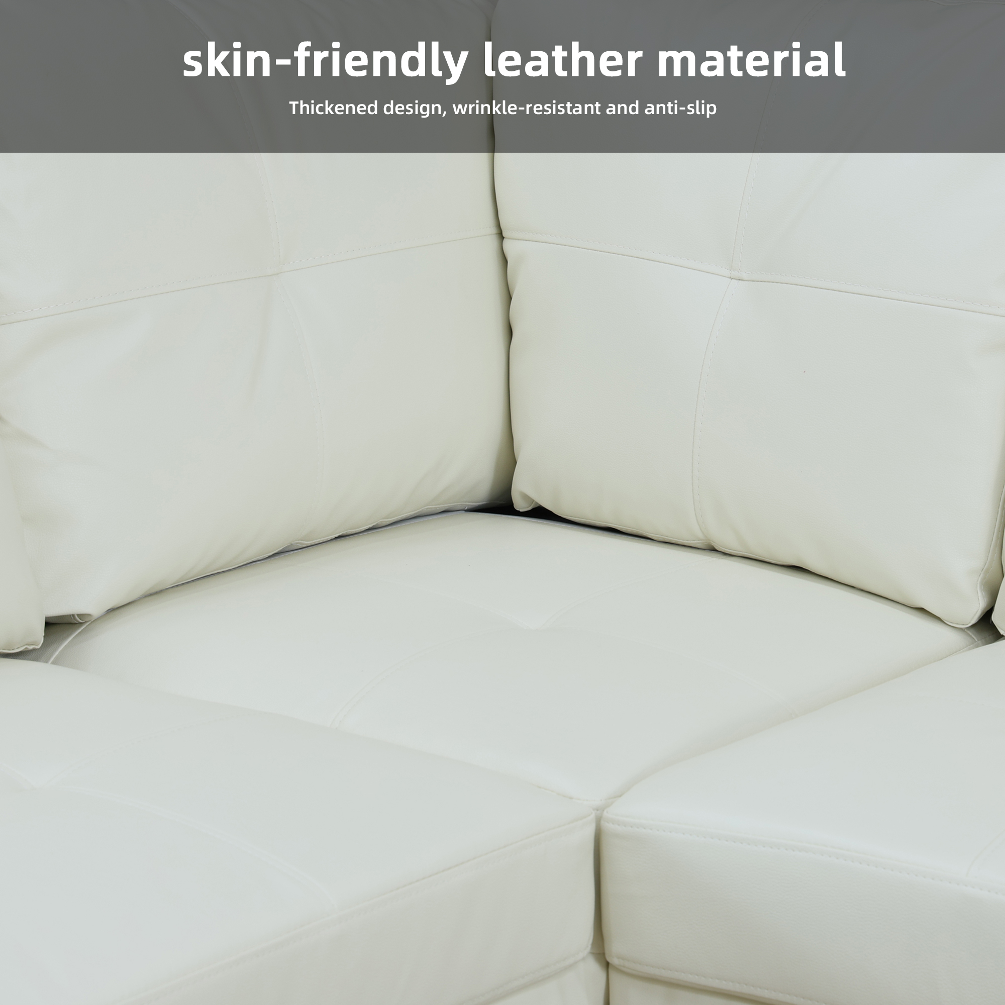 MAYEERTY PU Synthetic Leather 3-Piece Couch Living Room Sofa Set，White And Black