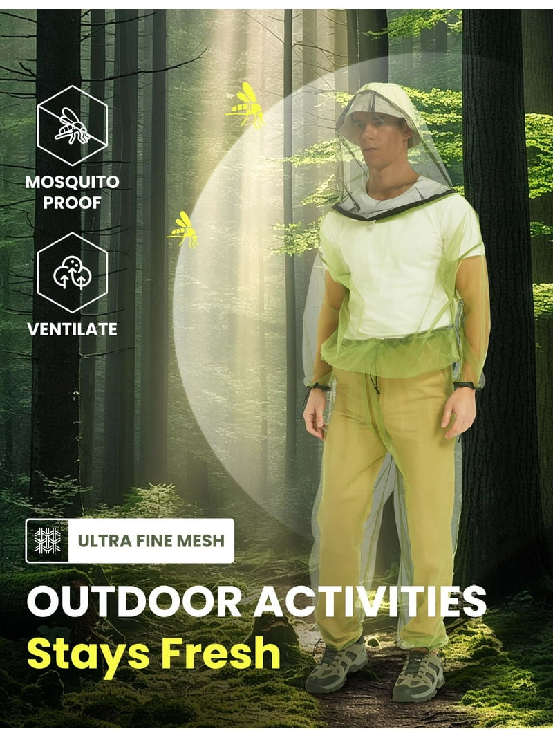 HENNCHEE 2Sets Mosquito Suits for Adults, Mesh Net Bug Jacket Pant