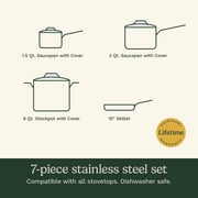Cuisinart Chef’s Classic 7-Piece Stainless Steel Cookware Set, Aluminum Core Base, Oven Safe
