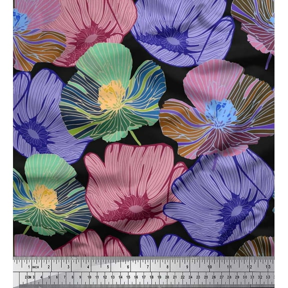 Soimoi Cotton Duck Fabric Buttercup Floral Decor Fabric Printed Yard 42 Inch Wide