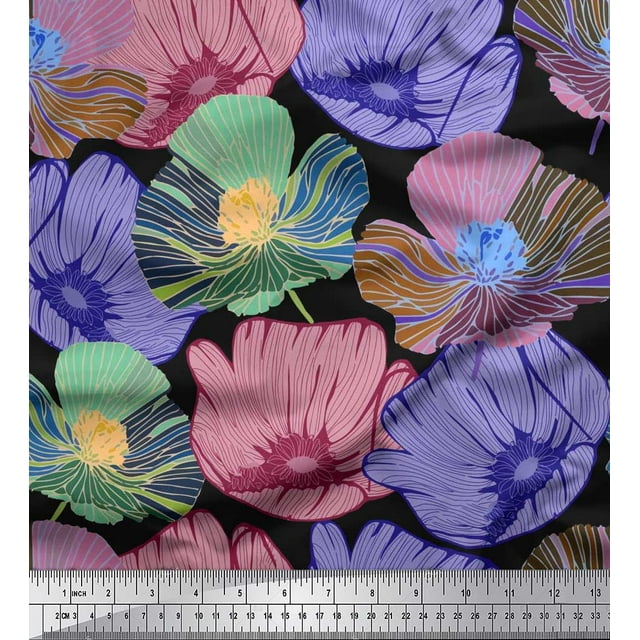 Soimoi Velvet Fabric Buttercup Floral Fabric Prints By Yard 58 Inch Wide