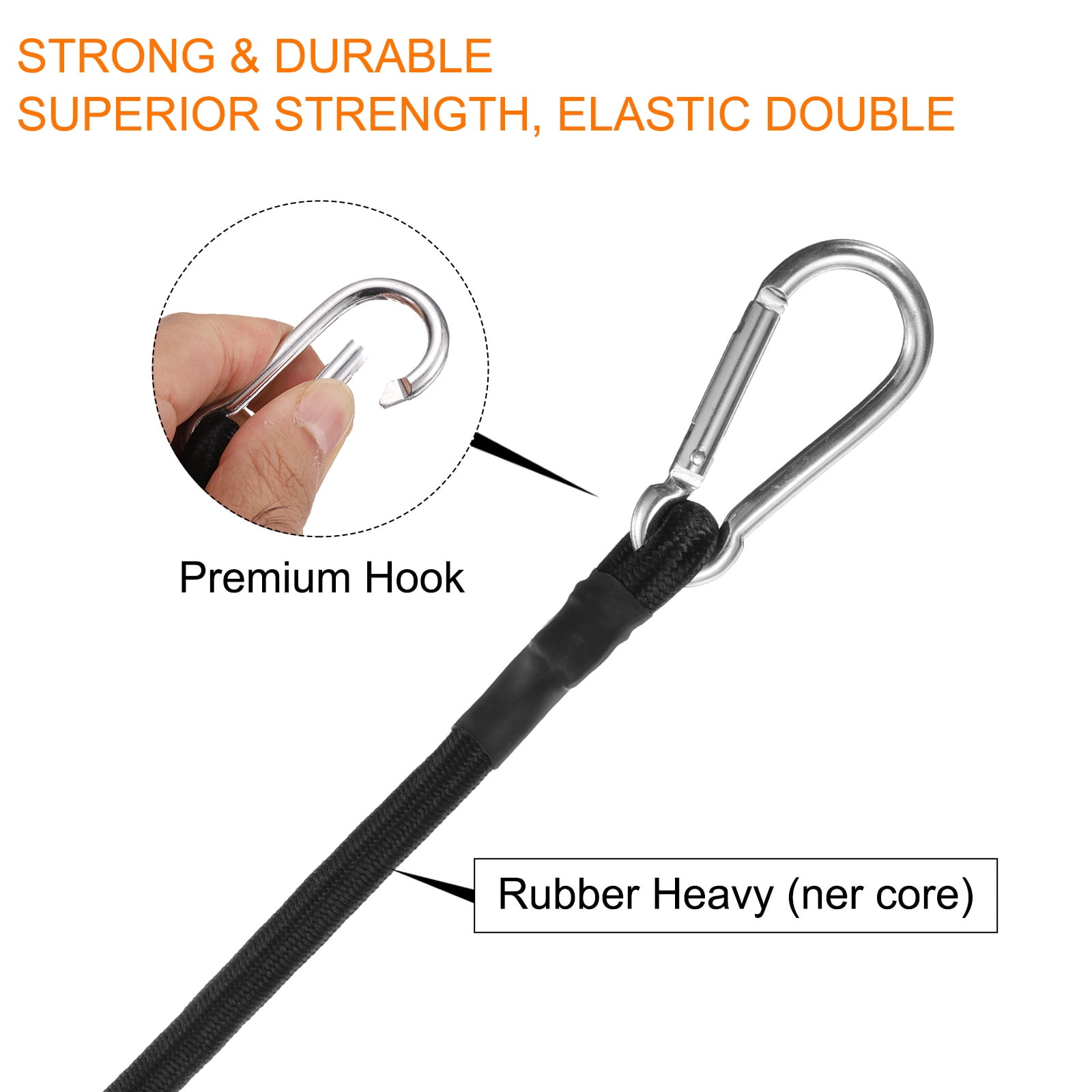 Uxcell 8Pcs Bungee Cord with Hooks 60" Rubber Bungee Cords for Outdoor Camping Straps, Black