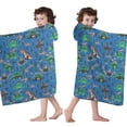 thumbnail image 4 of Blue Cartoon Dinosaurs Landscape Pattern Hooded Bath Towel，60"x35" for Ages 3 To 12 Kids, Quick Dry Lightweight Soft Microfiber Hood Beach Towel Cover Up for Kids, 4 of 7