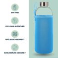 thumbnail image 2 of Botella de agua de vidrio con funda y tapa de acero inoxidable - tamaño de 50 ml - tapa a prueba de fugas, reutilizable, muy adecuada para viajes y almacenamiento de jugos de bebidas,, 2 of 5