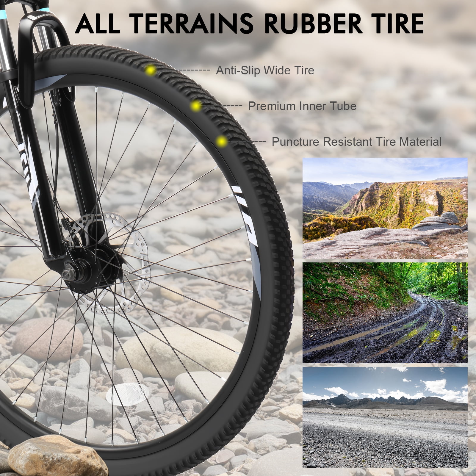 Ktaxon 26 inch Mountain Bike for Adult, 21 Speed Fits Riders 5'0"+, Adult Ages 14+, Mens Bike, Unisex, Black