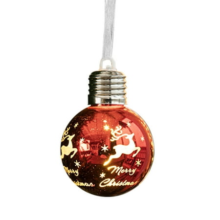 

Linen Purity Christmas Bulb Ornaments With Led Xmas Tree Hanging Pendants Clear Elk snowflake Light Bulb New Year Navidad Home Decorations