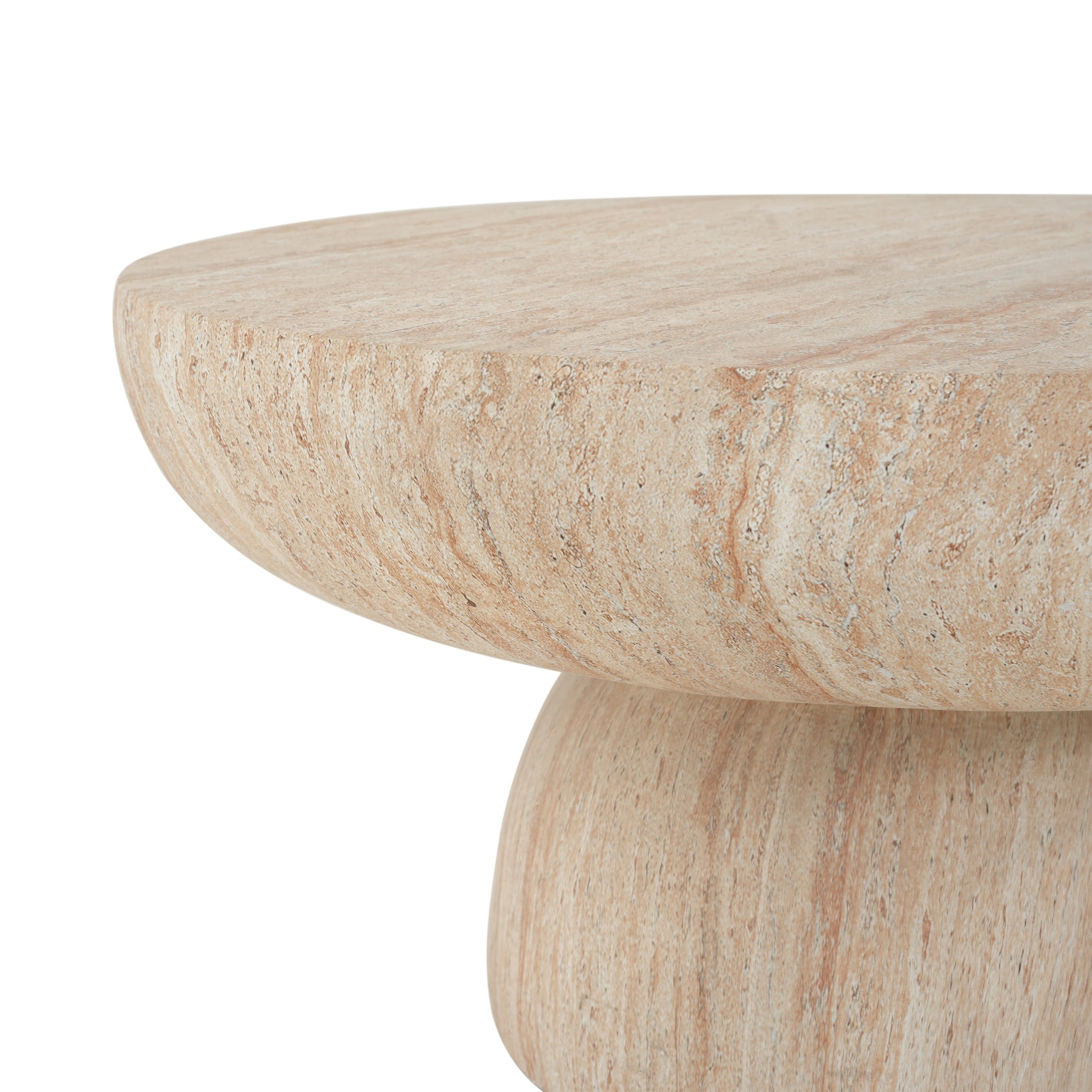 Christopher Knight Home 27.5" Round MGO Coffee Table, Indoor/Outdoor Modern Accent Table, Travertine Finish
