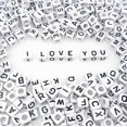 thumbnail image 1 of 300 10x10mm White Cube Acrylic Alphabet Beads AZ for Jewelry Making, 1 of 5