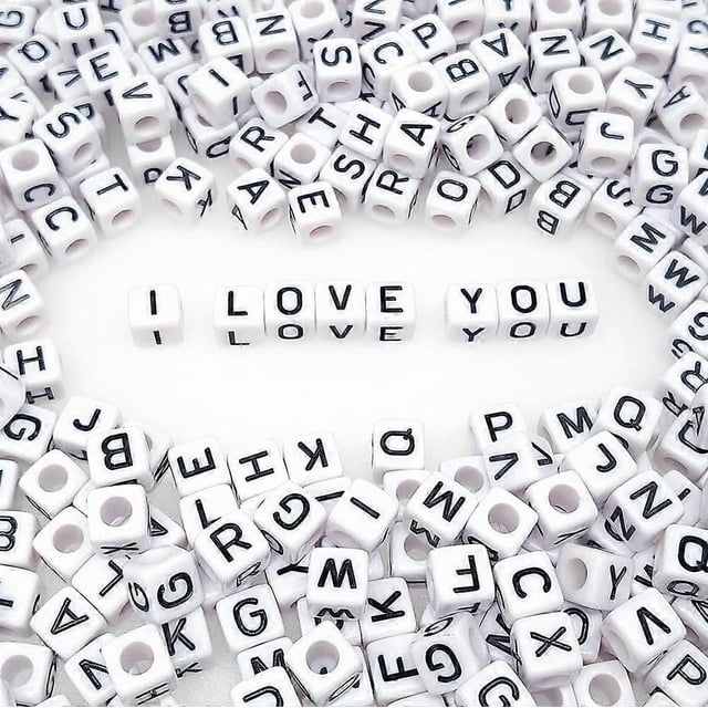 300 10x10mm White Cube Acrylic Alphabet Beads AZ for Jewelry Making