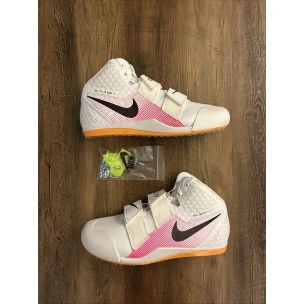 Ni - ke Ni - ke Men's Size 10.5 Zoom Javelin Elite 3 Track Spikes White Pink Orange New