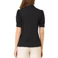 thumbnail image 3 of Allegra K Women's Work Office Short Sleeve V Neck Bow Tie Blouse Top, 3 of 7