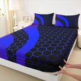 thumbnail image 3 of Homewish Blue Stripes Twin Sheet Sets 3pcs for Female Men Adults,Geometric Hexagon Twin Fitted Sheet Microfiber,Abstract Honeycomb Breathable Flat Sheet,Breathable Home Decor, 3 of 7
