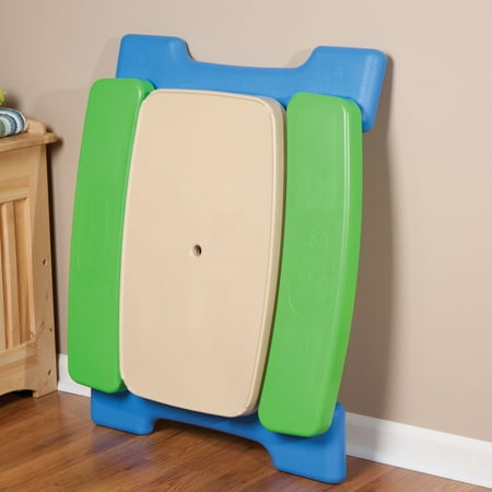 Little Tikes Easy Store Jr. Picnic Table with Umbrella, Blue & Green - Play Table with Umbrella, for Kids