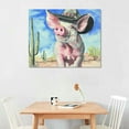 thumbnail image 2 of Nawypu  Funny Wild West Fashion Baby Pig Blue Watercolor Painting Canvas Wall Art, Multi-Color, 2 of 4