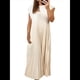 thumbnail image 1 of Vestidos Largos Plisados de Iglesia para Mujer, Informales, de Verano, de Corta, con Cuello Redondo, Sueltos y Vaporosos. Beige S, 1 of 7