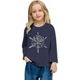 thumbnail image 2 of Letdown Kids Girls Long Sleeve Shirts Crewneck Snowflake Print Slim Fit Tops Christmas Casual Tee Shirt (Navy,2-3 Years), 2 of 4