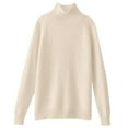 thumbnail image 4 of Womens Turtleneck Long Sleeve Sweater Tops Casual Soft Knit Fit Lightweight Basic Pullover Fall Work Outfits Beige M, 4 of 4