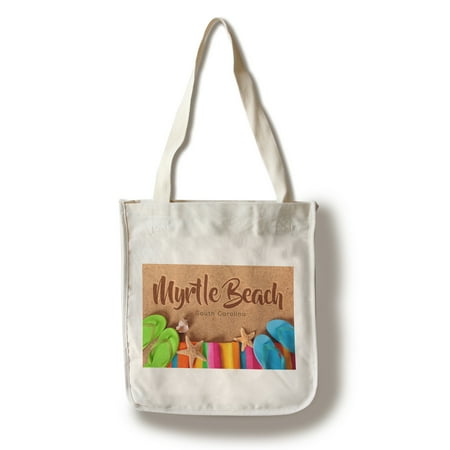 South Carolina Flip Flops - Myrtle Beach, South Carolina - Flip Flops on Beach - Lantern Press Photography (100% Cotton Tote Bag - Reusable)