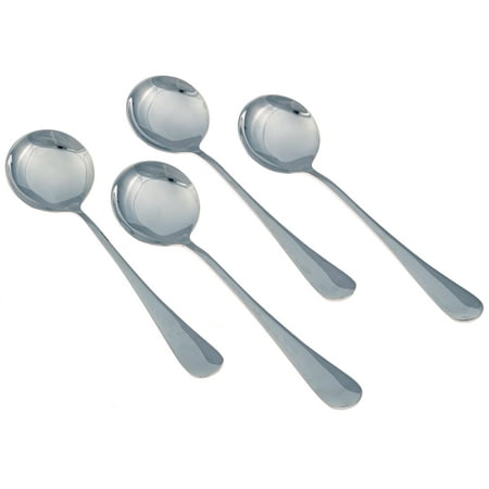 - Seikei Soup Spoons - Large Round - 7.25 Inch - 4 Piece Set - Stainless Steel