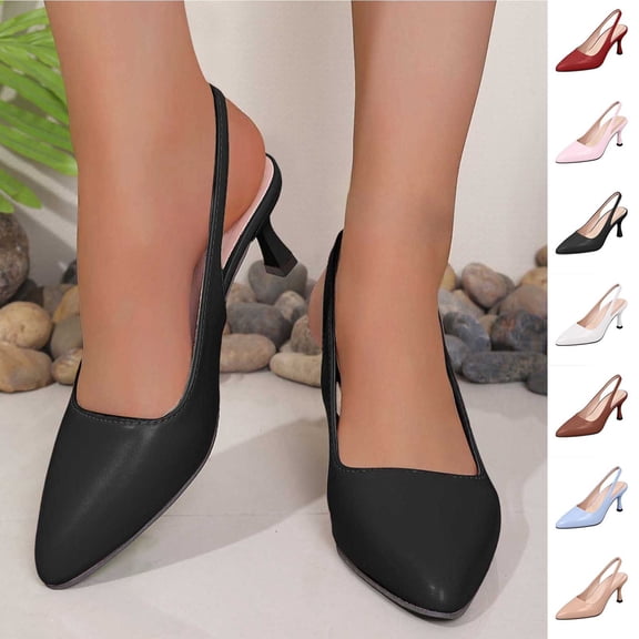Miluxas Pointed Toe Slingback Kitten Heels for Women Low Heel Pointed Toe Pumps formal Dress Shoes Sling Back Heels Red 9(42)