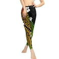 thumbnail image 2 of DISNIMO Polynesia Floral Printed Women's Workout Leggings, Stretch Yoga Pants Leggings Tummy Control Workout Yoga Pants for Yoga Gym, Black and Yellow, XS, 2 of 6