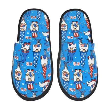 

Pofeuu Gnomes in USA Print EVA Fuzzy House super light Slippers Slippers Scuff Outdoor Indoor Warm Cozy Plush Bedroom Shoes Soft Flat Comfy Anti-Slip-Large