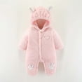 thumbnail image 5 of Letdown Baby Sherpa Outfit Girls Boys Winter Clothes Hooded Romper Snowsuit Clothes Button Down Bunting Suit with Elastic (Pink,9-12 Months), 5 of 5