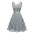 thumbnail image 2 of ClodeEU Women Vintage Princess Floral Lace Cocktail O-Neck Party Bridesmaid Dress Gray 6(M), 2 of 6