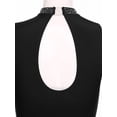 thumbnail image 6 of Kaerm Women's Rhinestones Lyrical Dance Dress Asymmetrical Skirted Leotard Figure Skating Dress Black XXL, 6 of 7