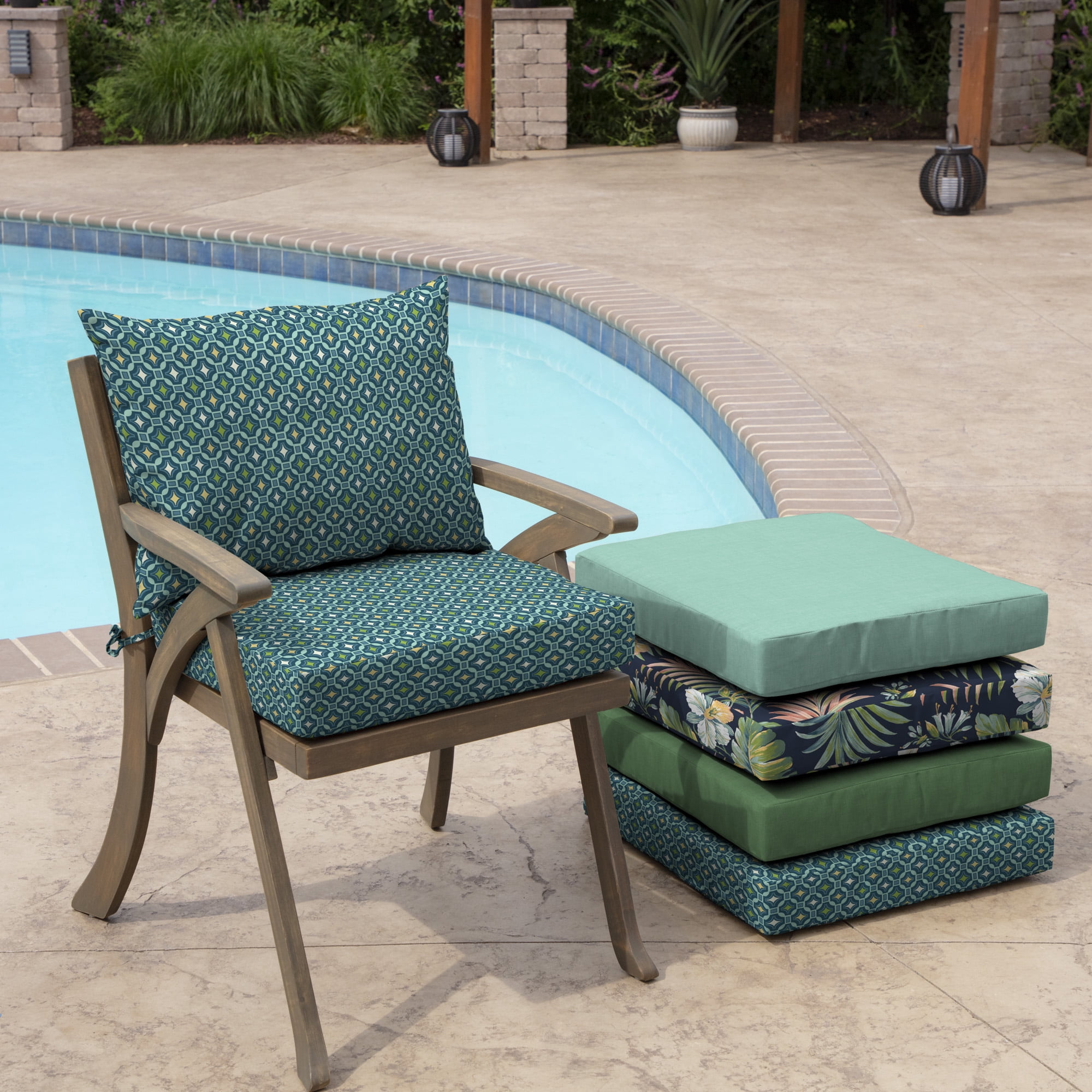 ARDEN Outdoor Dining Chair Cushion Set 21 x 21, Alana Tile