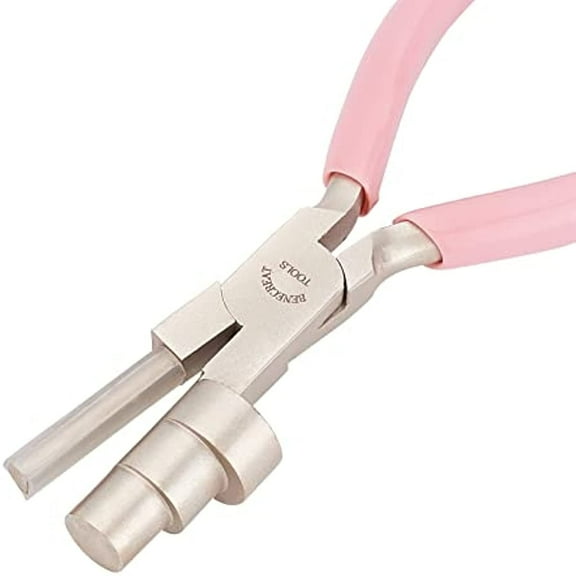 6.3" Large 3 in 1 Wire Looping Pliers with PVC Tubing Bail Making Plier Multi-Step Wrapping Tool Jewelry Looping Forming Pliers for Jewelry Making Supplies Pink