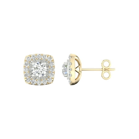 Imperial 1 Ct TDW Diamond 10k Yellow Gold Halo Stud Earrings (H-I, I2)